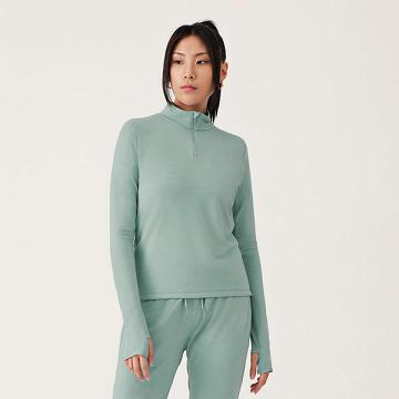 Sweat À Capuche Allbirds Performance Quarter Zip Femme Vert | FR4282XF