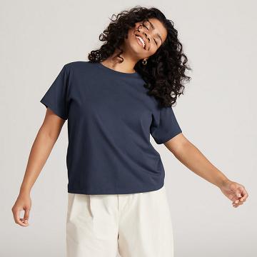 T Shirts Allbirds Allgood Coton Femme Bleu Marine | FR4308FM