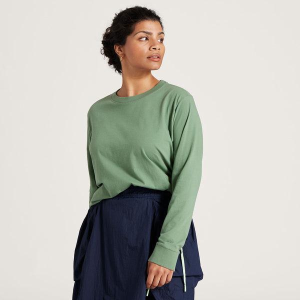 T Shirts Allbirds Allgood Coton Long Sleeve Femme Vert | FR4314GL