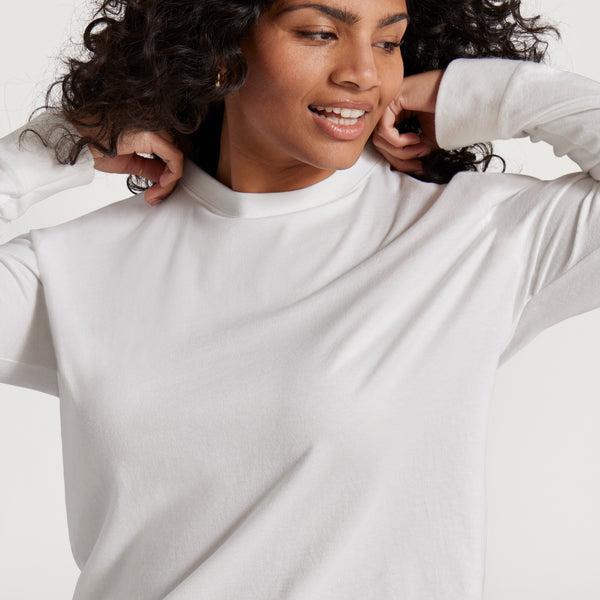 T Shirts Allbirds Allgood Coton Long Sleeve Femme Blanche | FR4316DN