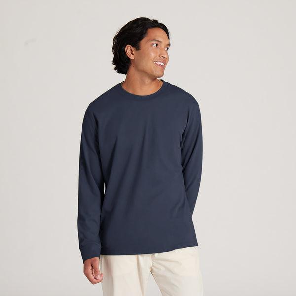 T Shirts Allbirds Allgood Coton Long Sleeve Homme Bleu Marine | FR4765UT