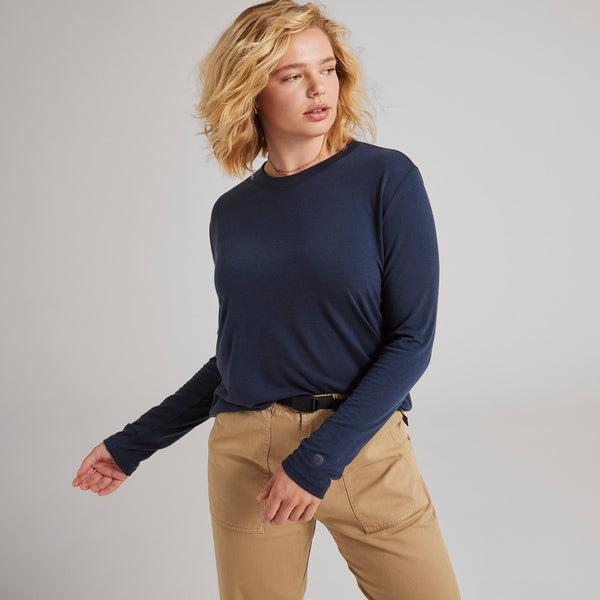 T Shirts Allbirds Long Sleeve Sea Femme Bleu Marine | FR4322UT