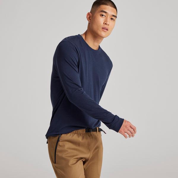 T Shirts Allbirds Long Sleeve Sea Homme Bleu Marine | FR4773NB